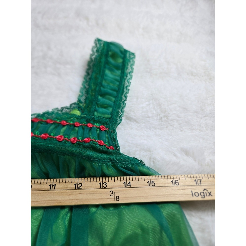 90s Y2K Victoria's Secret Sexy Little Things Green Lace Babydoll Ligerie Set S - Picture 14 of 15
